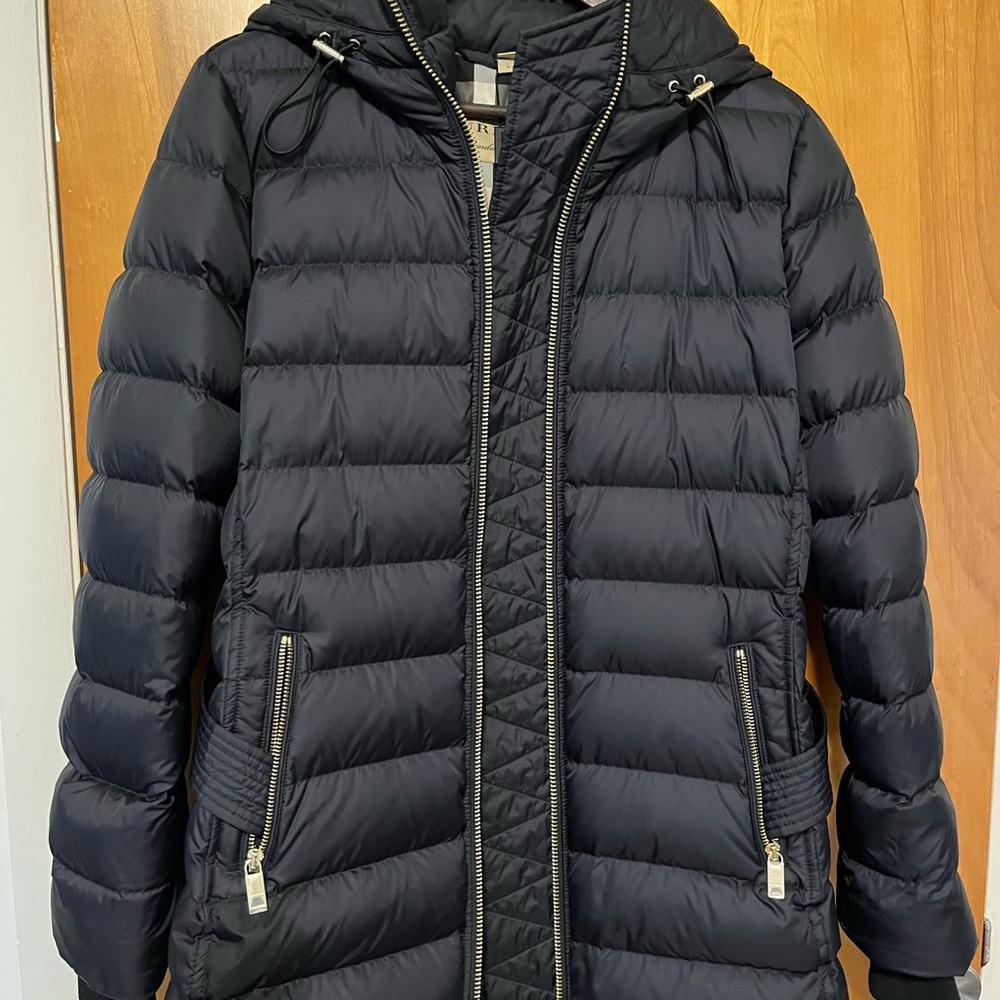 Burberry Women’s Long Coat in Black- Size Large